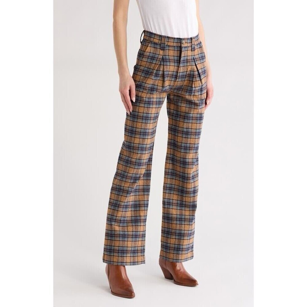 NWT MOTHER The Pleated Maven Prep Pants Delta Dawn Plaid Size 30 Cabin Academia